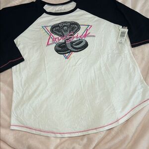 Torrid Lovesick Black and White Graphic Baseball Tee
